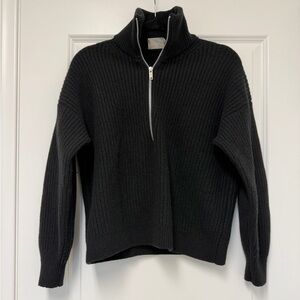 Everlane The Half-Zip Sweater in Luxe Merino in Black, Size Small